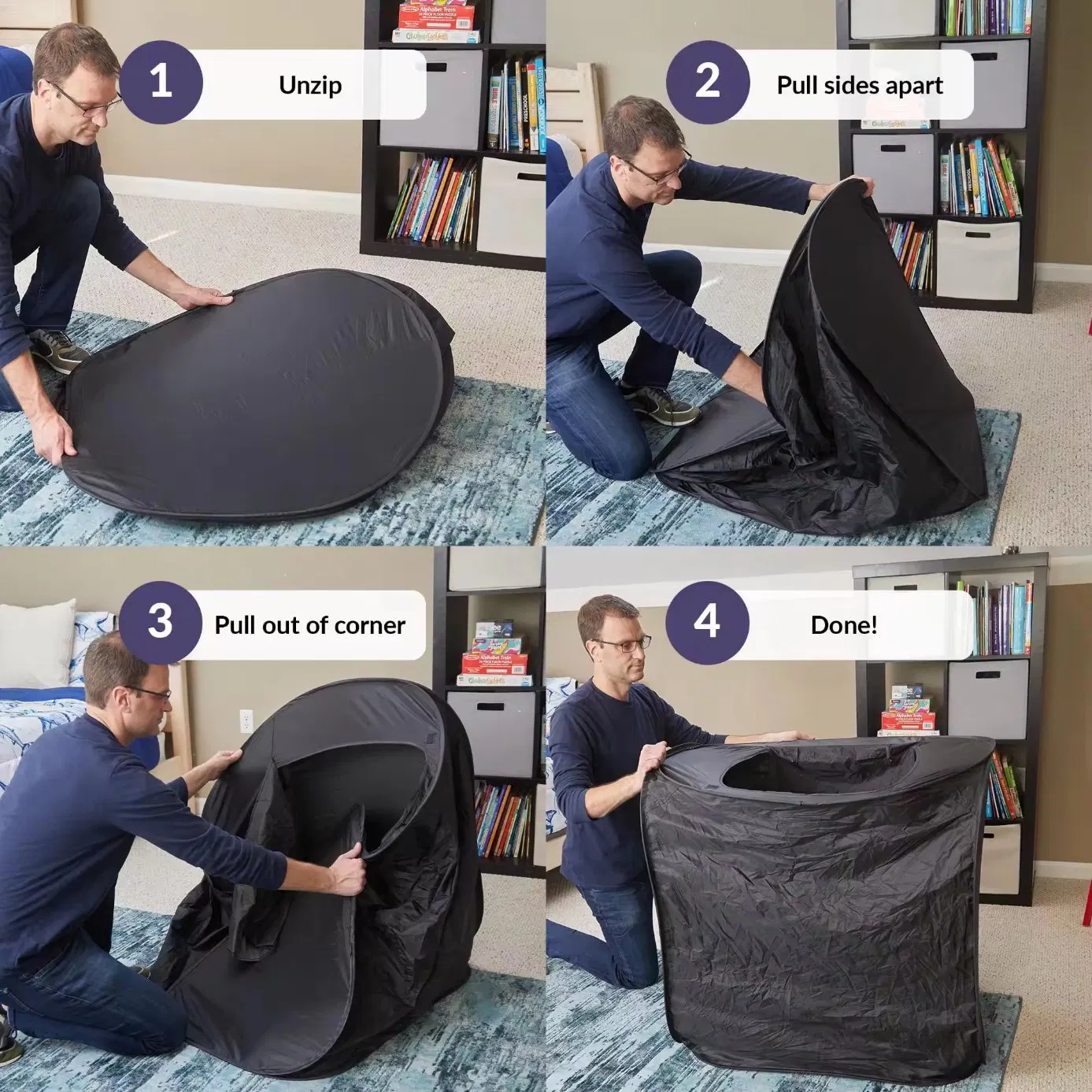 Therapy Toy Children Quiet Corner Play Pop up Sensory Blackout Tent Foldable Hide Healing Sensory Tent for Kids with Autism