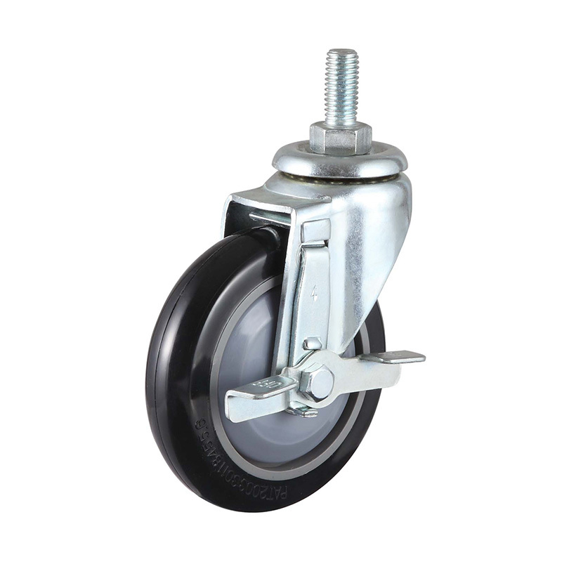 75/100/125mm Threaded Stem PU Caster Wheel Polyurethane Caster with Dust Cover