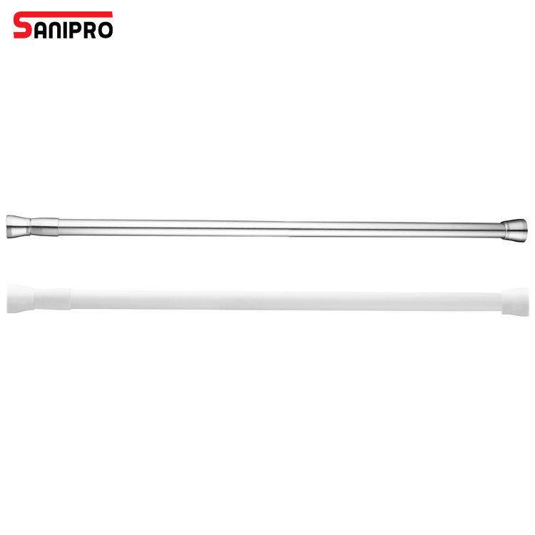 Sanipro Adjustable Extension Stainless Steel Bathroom Curtain Poles, Al Spring Tension Curtain Rod for Windows or Shower