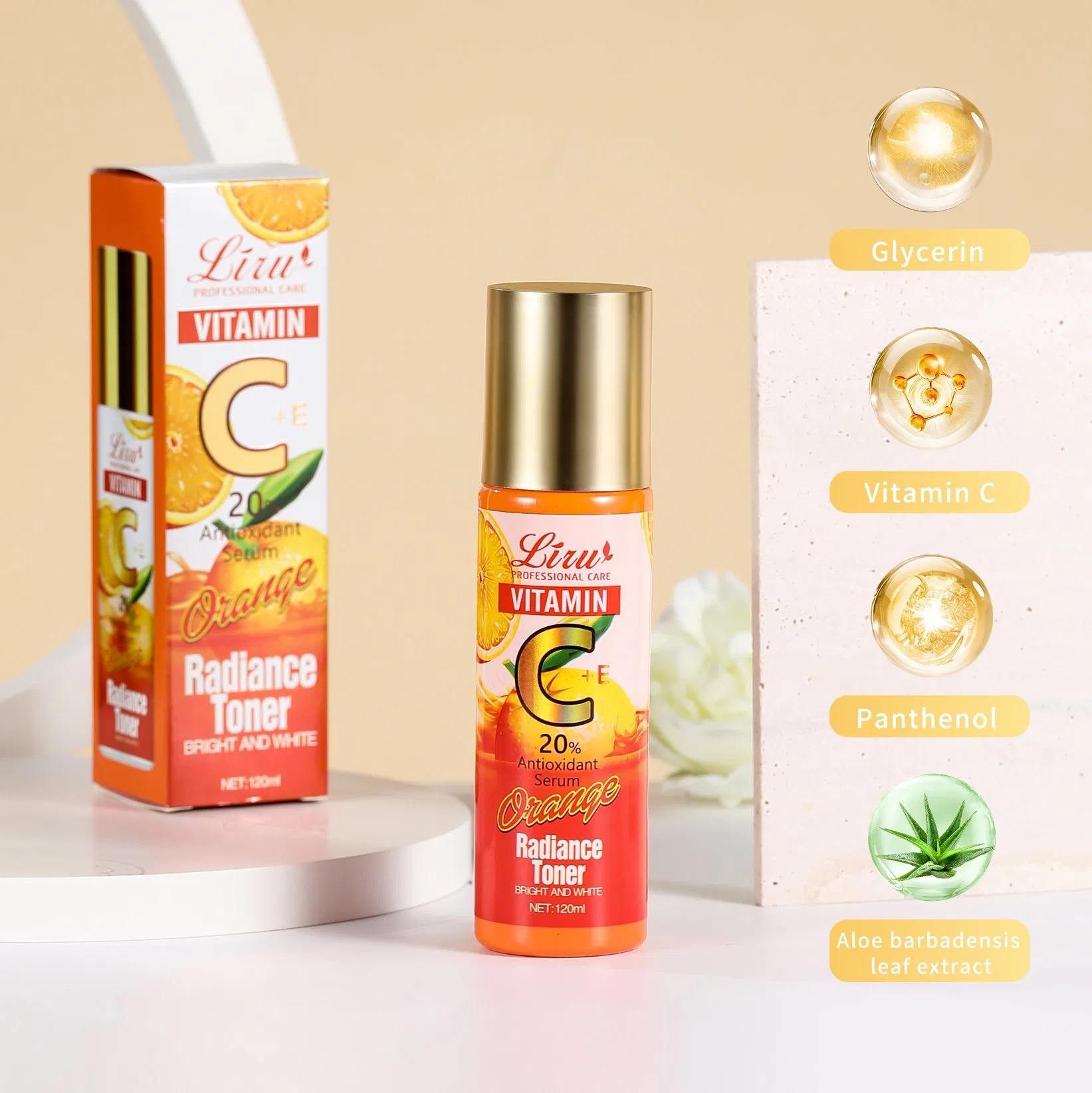 Liru Face Skin Care Hydrating Water Moisturizing Vitamin C Whitening Toner for Radiant Skin