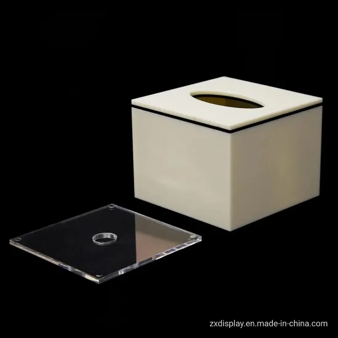 White Luxury Square Acrylic Tissue Box for Paper Rolls and Paper Towels