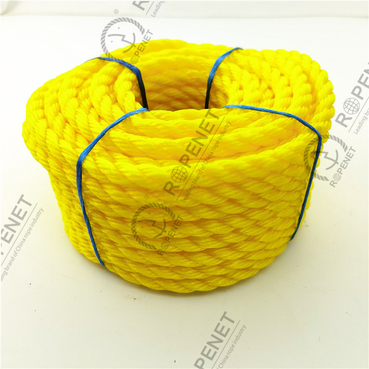 Wholesale 8mm Polypropylene Ropes Twisted Yellow Color in Stock
