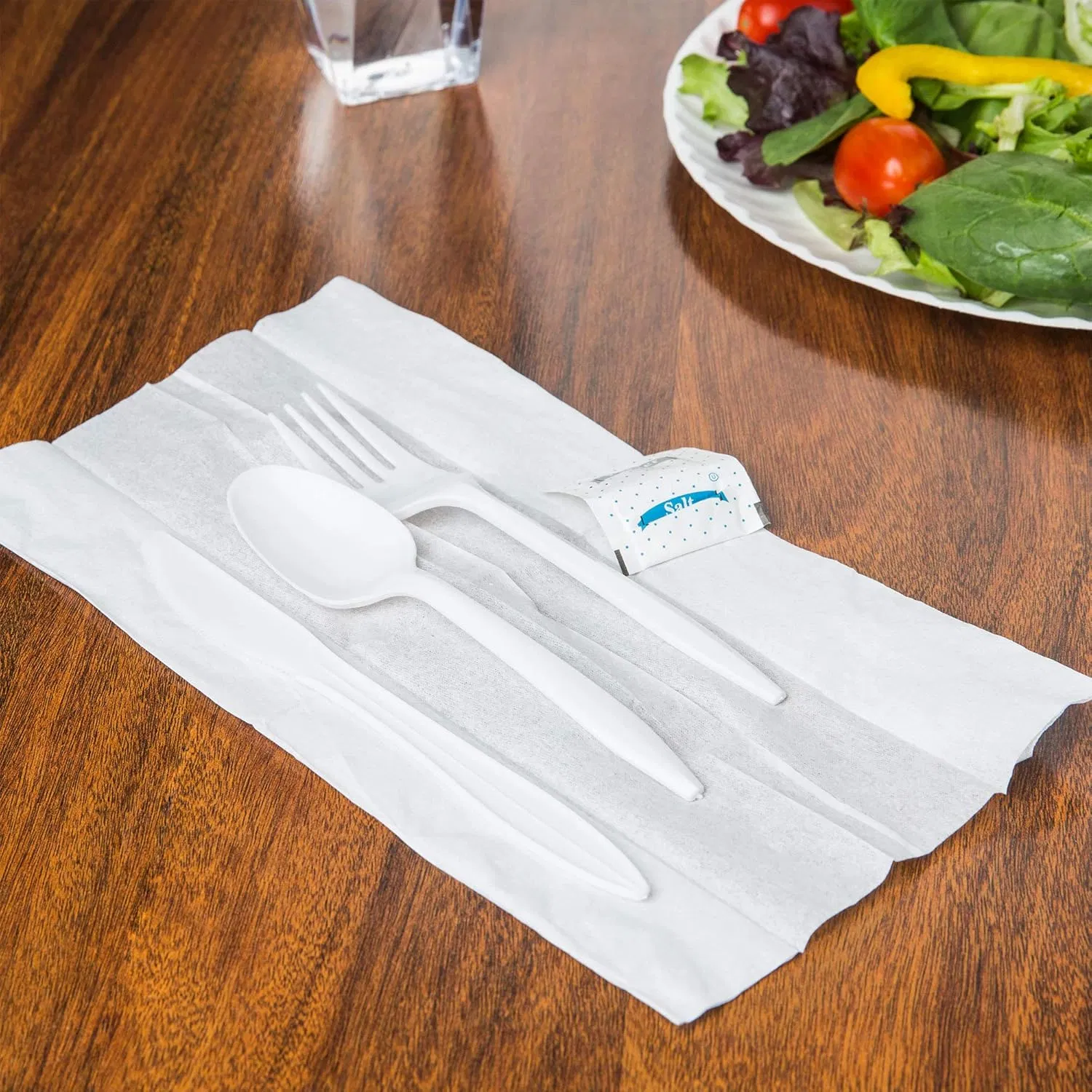 Medium Weight Wrapped White Plastic Cutlery