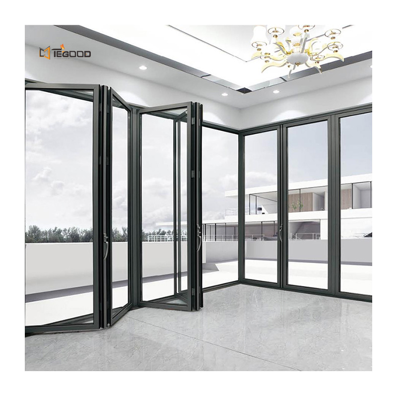 Tegood Manufacturer Windproof Glass UPVC Window Folding Doors