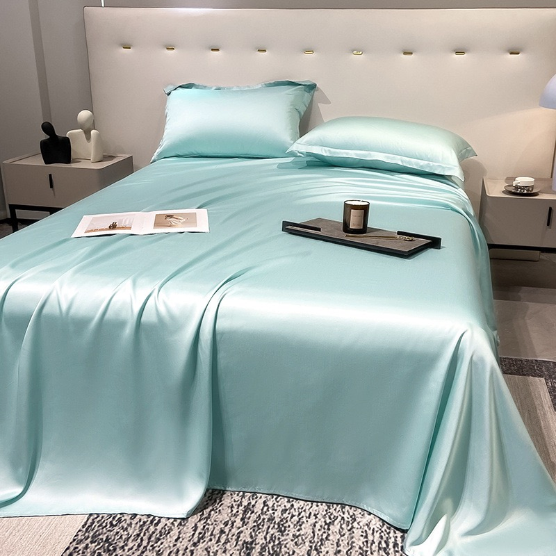 Solid Color Lyocell Flat Sheet 3PCS Pillowcases Single Product Tencel Bedding Set Home Hotel Textile Bed Sheets