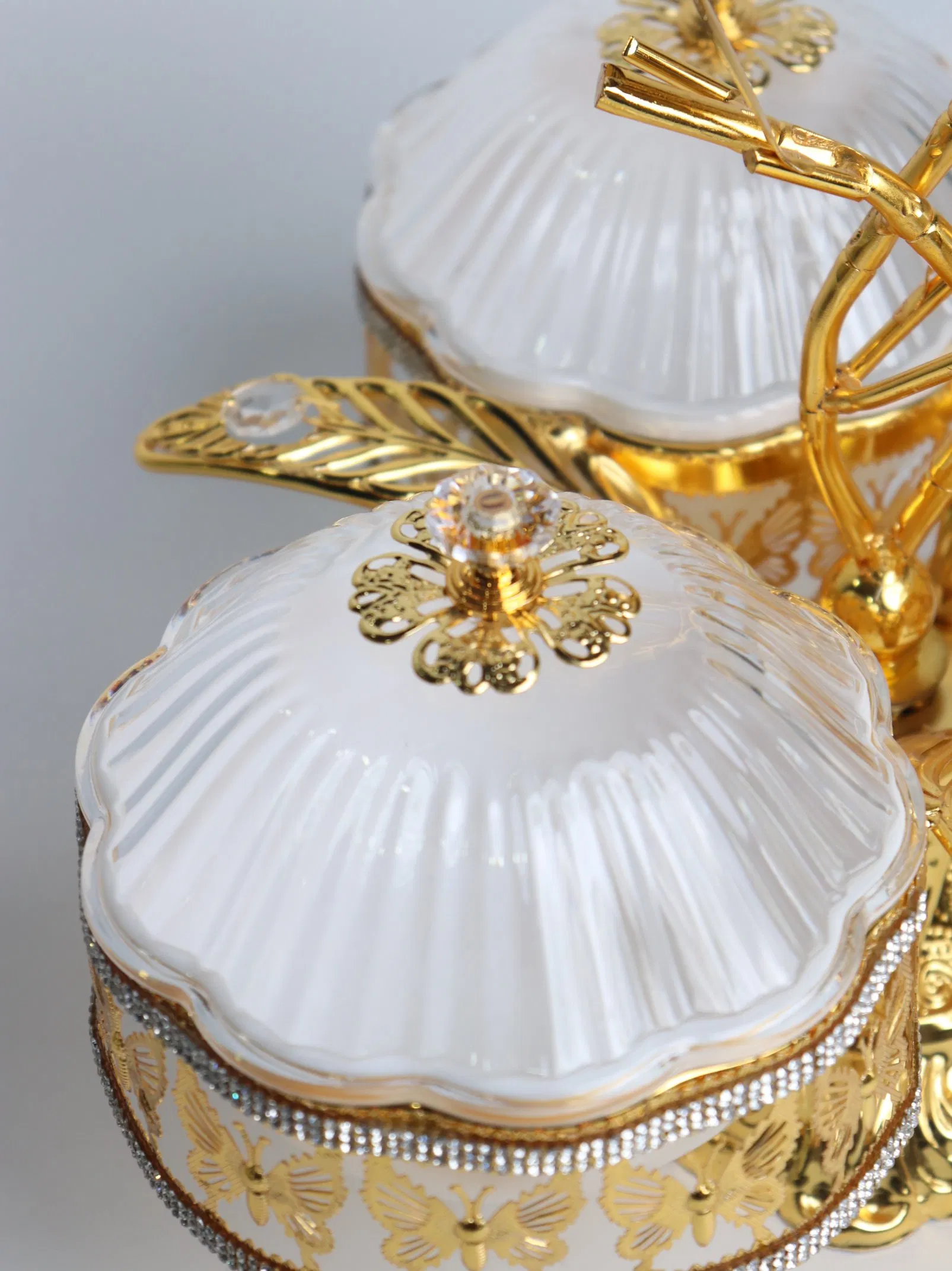 Home Ornament Gold-Plated Iron Frame with 3 Rectangle Plastic Bowl Sets