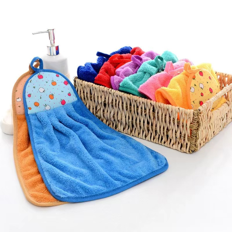 Kitchen Fast Dry Super Soft Wall Microfiber Hanging Hand Towel with Hanging Loop