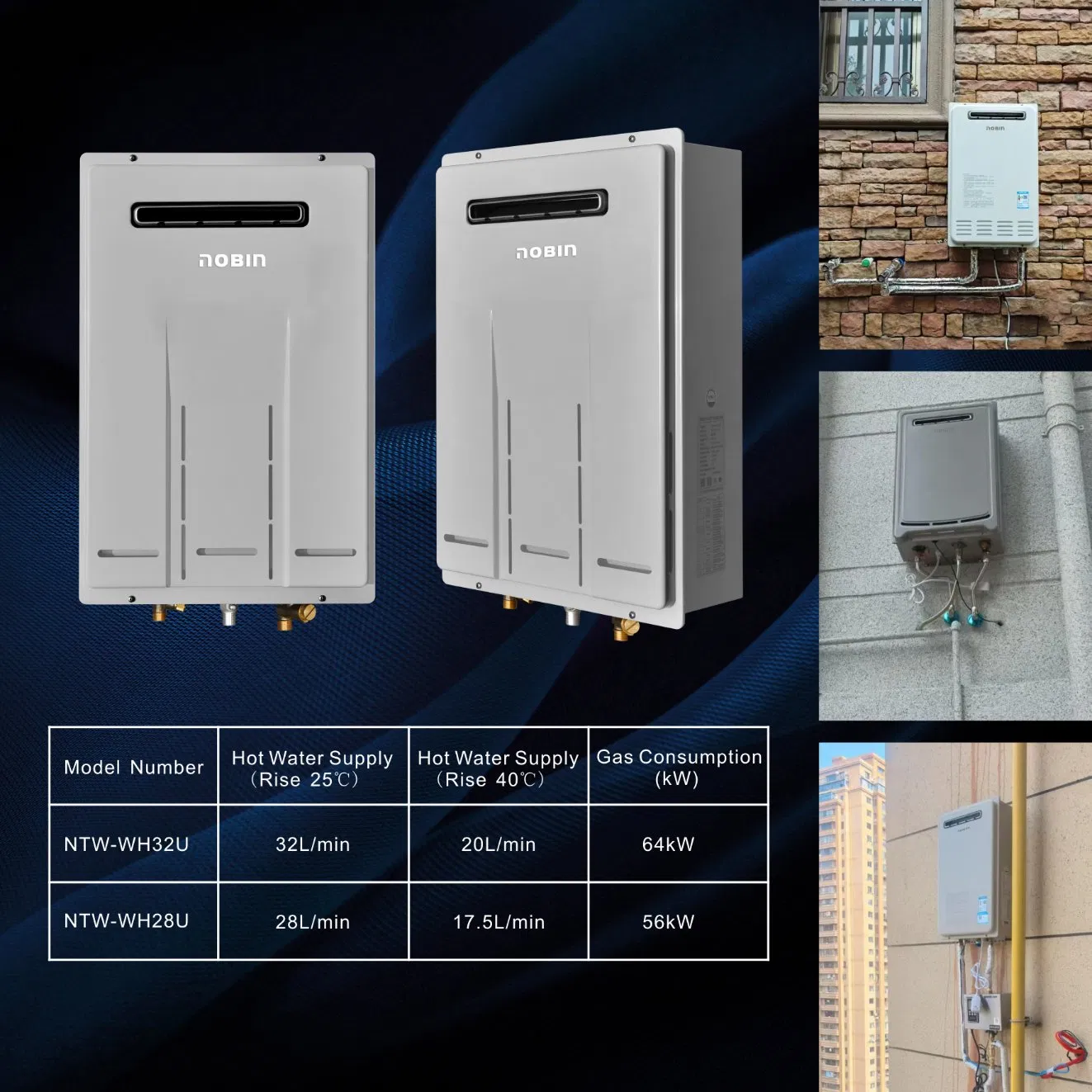 56kw Gas Water Heater with 28L Hot Water Production