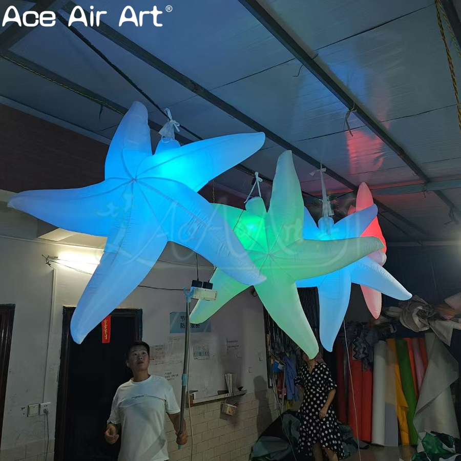 Ceiling-Mounted Inflatable Music Club Party Decoration Hanging Inflatable Starfish with Lights