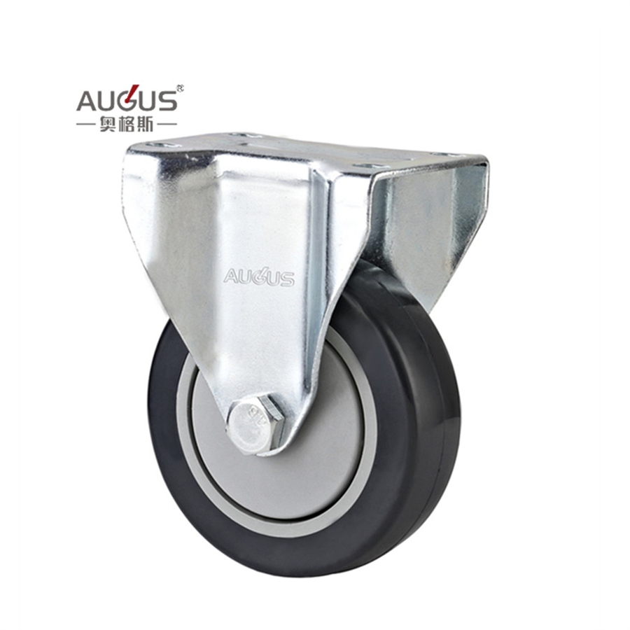 Transporting Black PVC Caster Trolley Wheels 125 mm Thread Stem