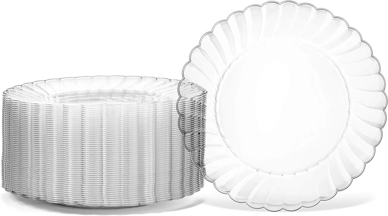 Premium Heavy Duty Clear Plastic Dinner Plates - 9 Inch Size
