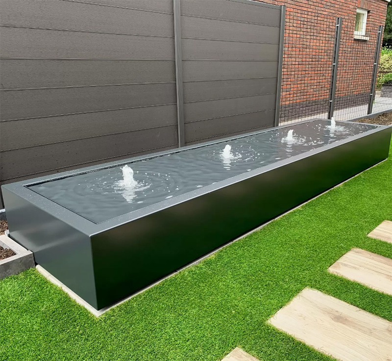 Outdoor Rectangular Water Feature/Fountain Aluminium Water Table 400X100X40cm