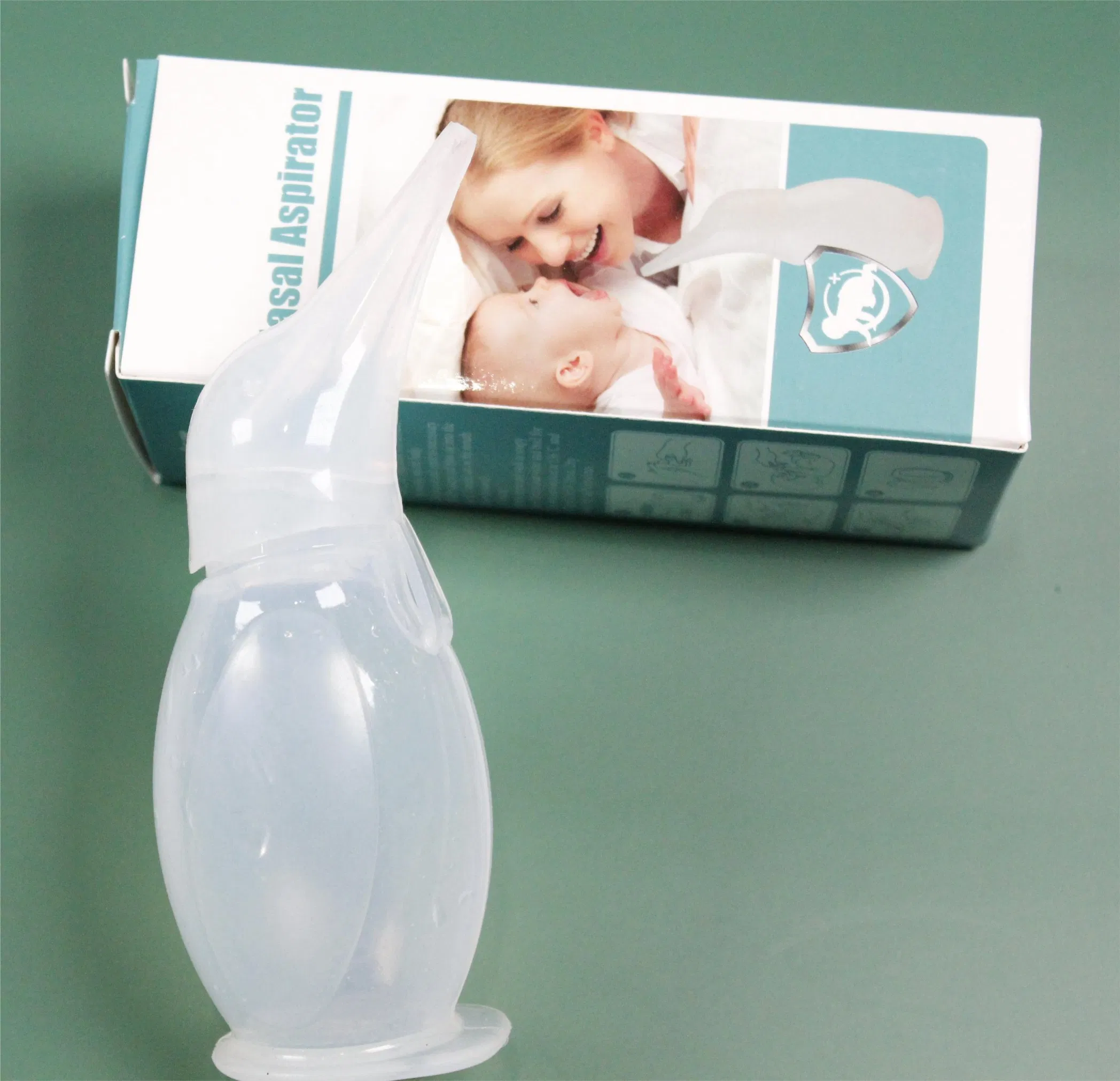 Safety Natural Waterproof Easy to Clean Baby Health Care Manual Soft Silicone Baby Nose Cleaner Nasal Aspirator