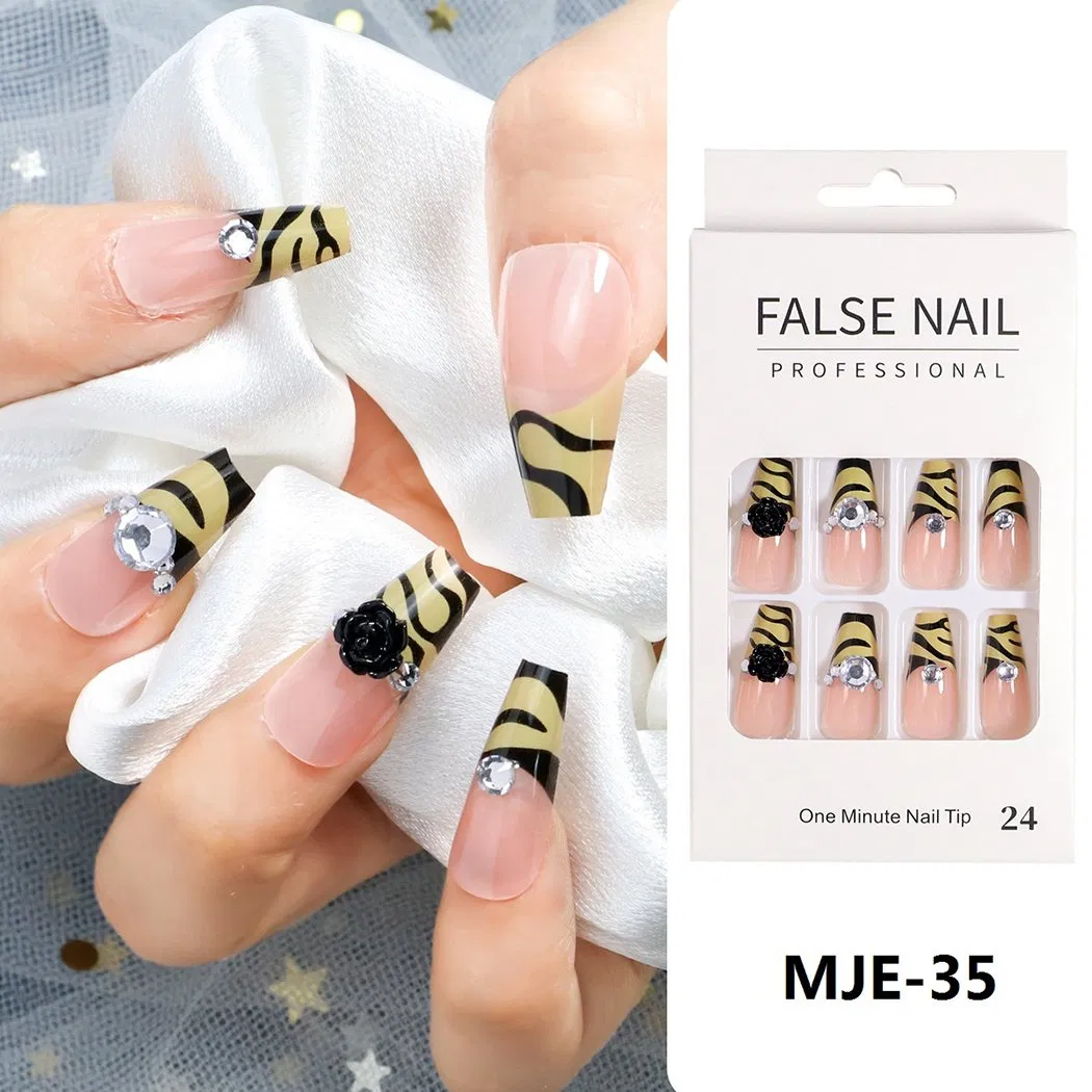 Custom Logo Short Almond Square Artificial Fake Nails Press on Wholesale Soft Gel Handmade French Tip Press on Nails Kit En Gel