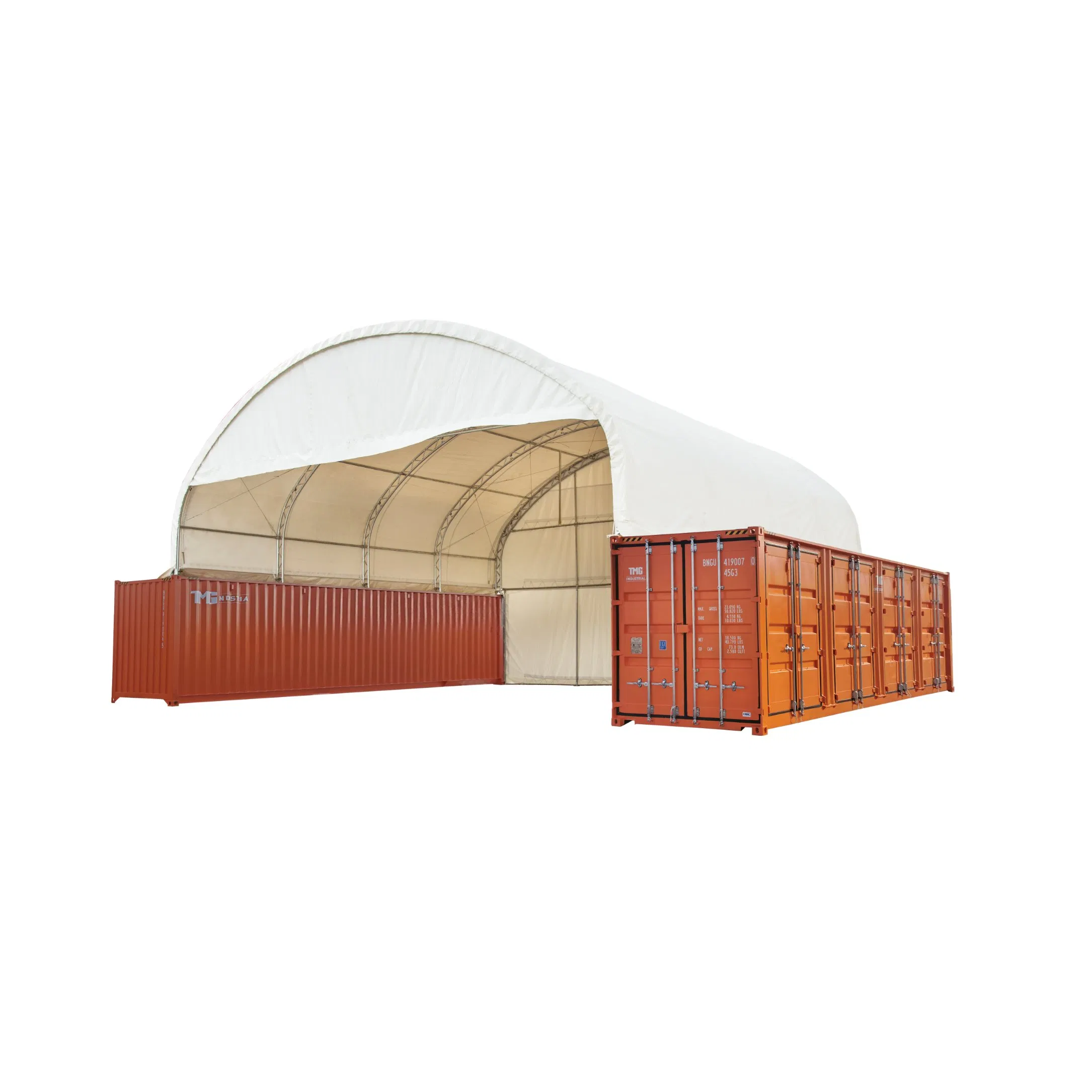40FT Industrial Warehouse Double Truss Frame PVC Waterproof Roof Canopy Container Shelter