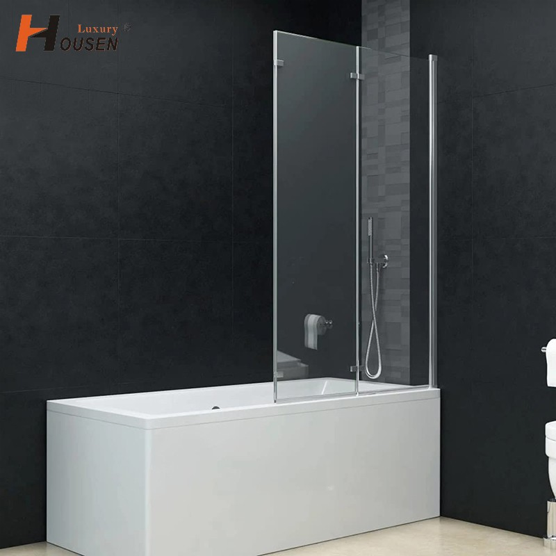 New Design Space Saving Sliding Bathtub Screen with Pivot Wall Aluminum