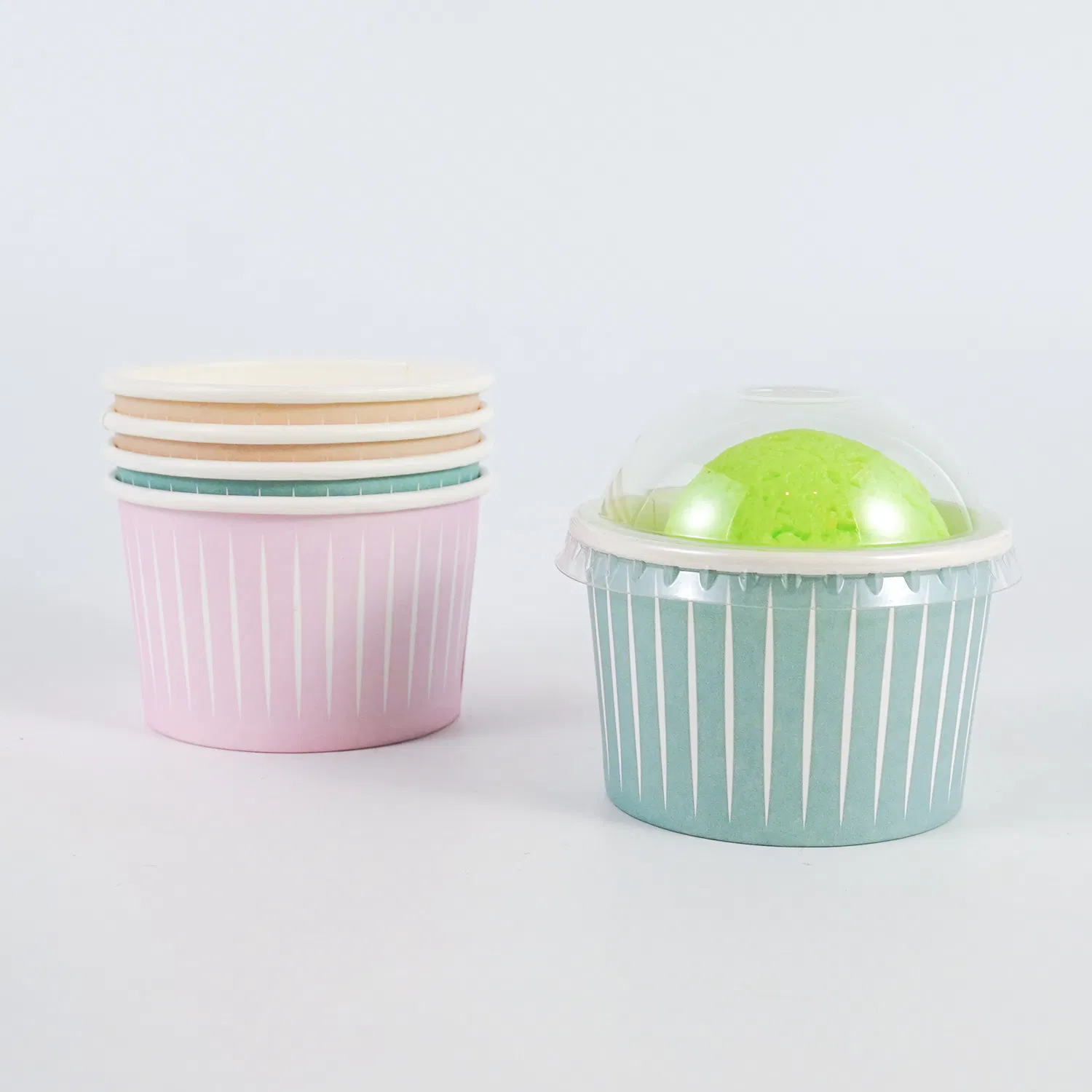 Wholesale High Quality Printing Food Grade Gelato Ice Cream Bowl Container with Dome Lid