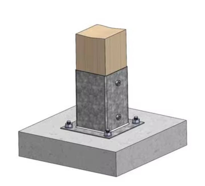 Custom Metal Screw-on Ground Sleeve for Timber Structure Anchoring