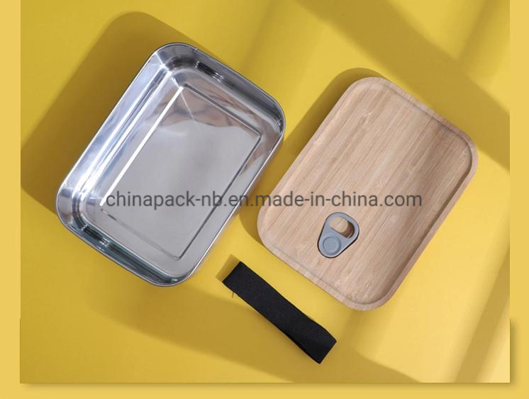 Stainless Steel Tiffin Lunch Box Bento Lunch Stainless Steel Double Wall Bamboo Lids