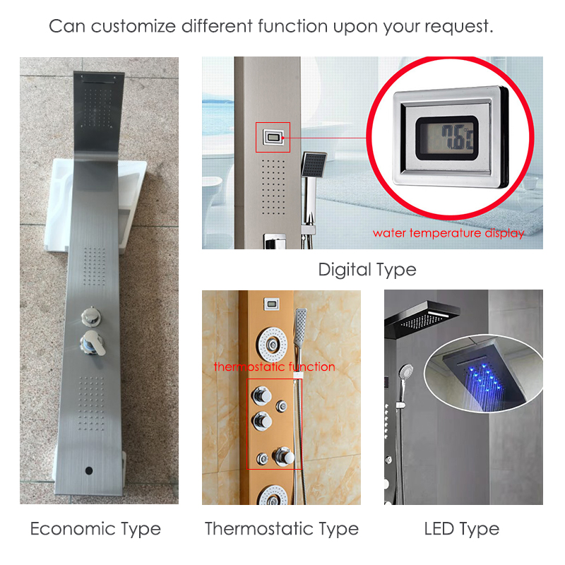 Wholesale Multi-Function Shower System with Massage Jets Shower Column Set Bathroom Rain Wall Mount Stainless Steel Shower Panel