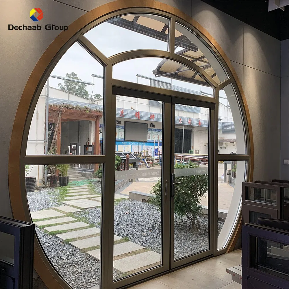 Chinese Style Patio Round Glass Entrance Door Aluminum