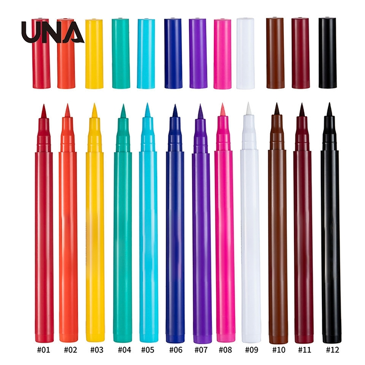 Waterproof 12 Color Liquid Eyeliner Pencil DIY Paintings Eyeliner Easy to Wear Colorful White Yellow Blue Eye Liner Pen Makeup