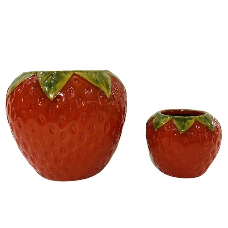 Горшок керамический для суккулентов клубника ручная работа