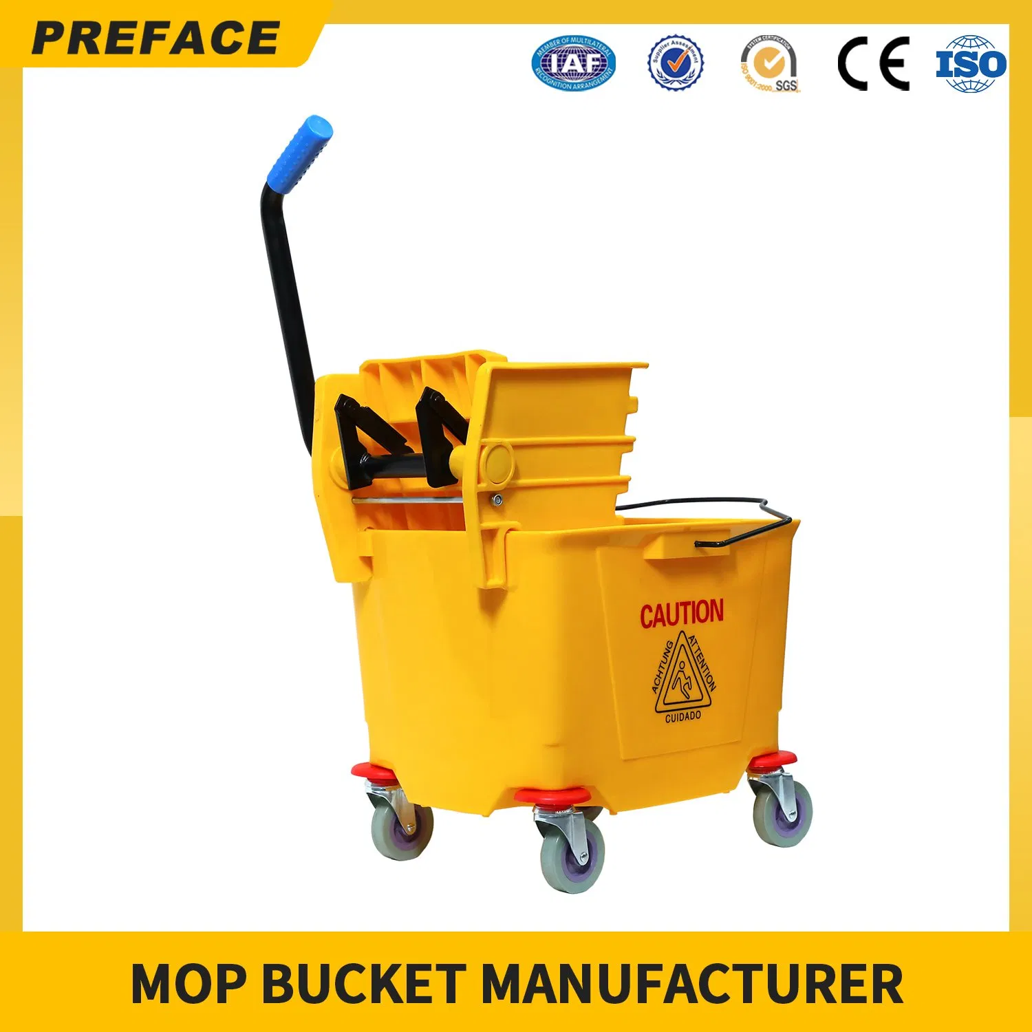 Custom Color Industrial Floor Cleaning Rotating Squeezer Drainer Small Flat Spin Plastic Mop Bucket Set Manufacturer with Wringer