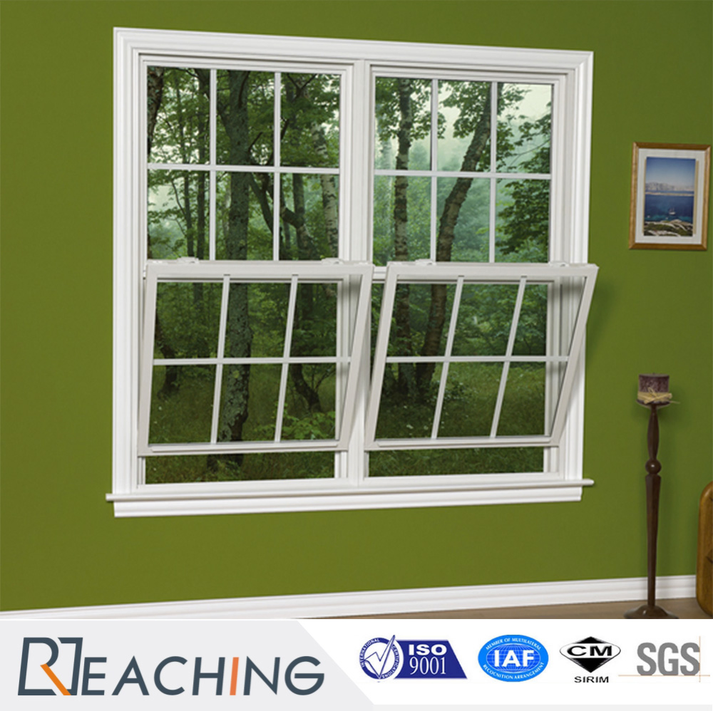 High Quality American Style UPVC/PVC Profile Plastic Double Hung Window in Various Colors