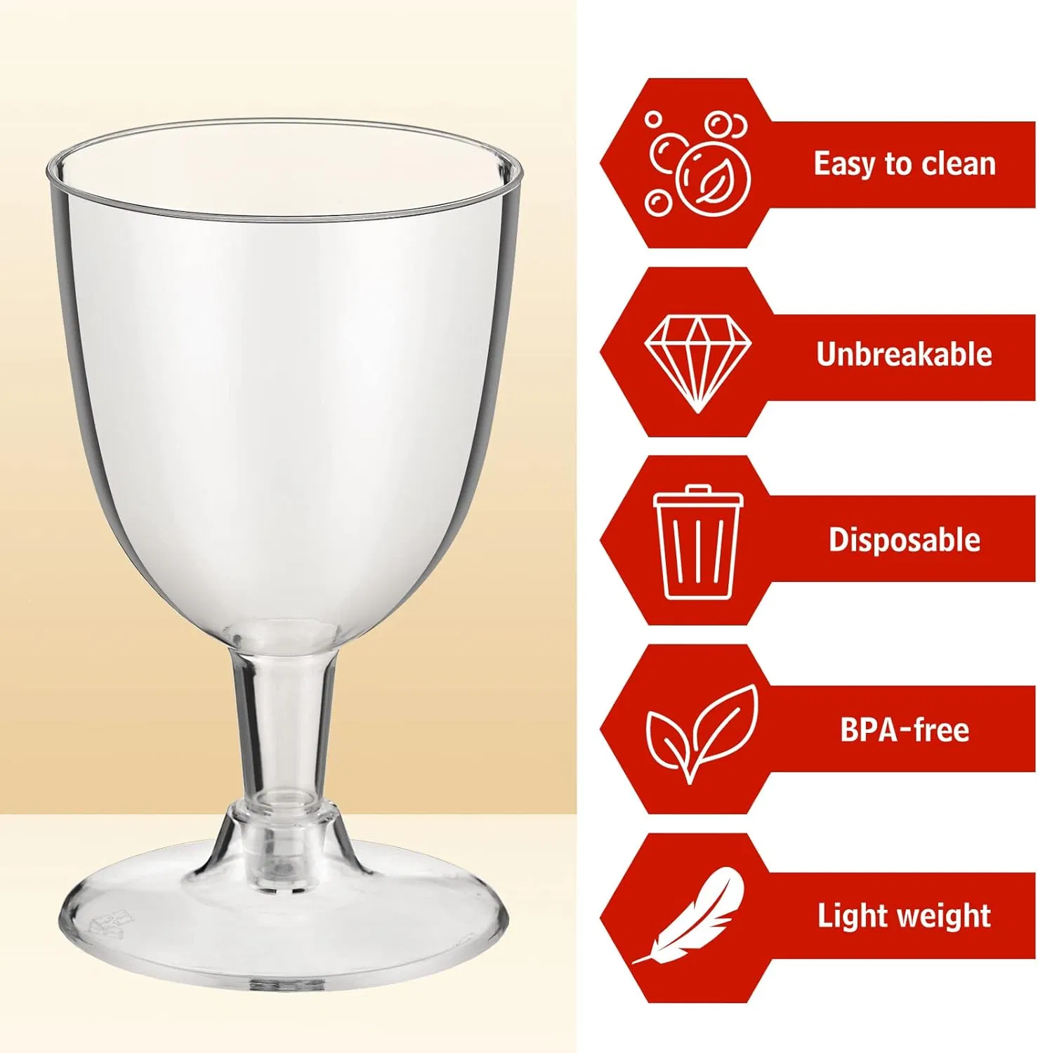 Plastic Wine Glasses with Stem Disposable Stackable 6oz Plastic Wine Cups for Parties