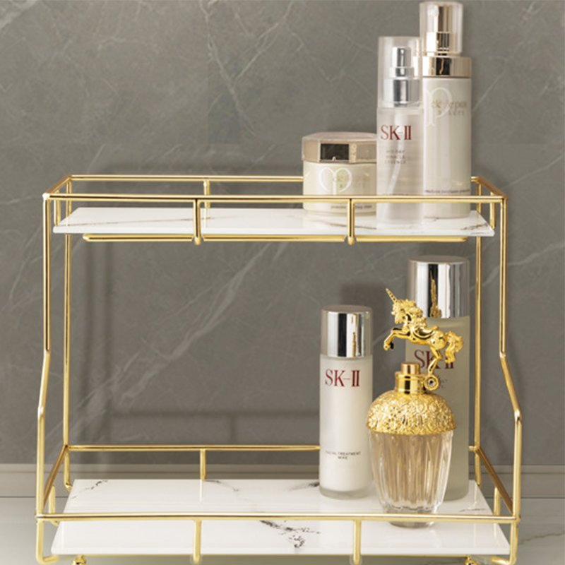 Multi Layer Desktop Cosmetics Gold Skin Care Products Perfume Dresser Storage Box