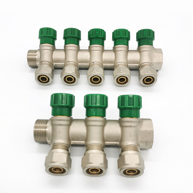 2-6 Ways Forged Brass Manual Radiant Heat Manifold House Heating Set Manifold Exhaust