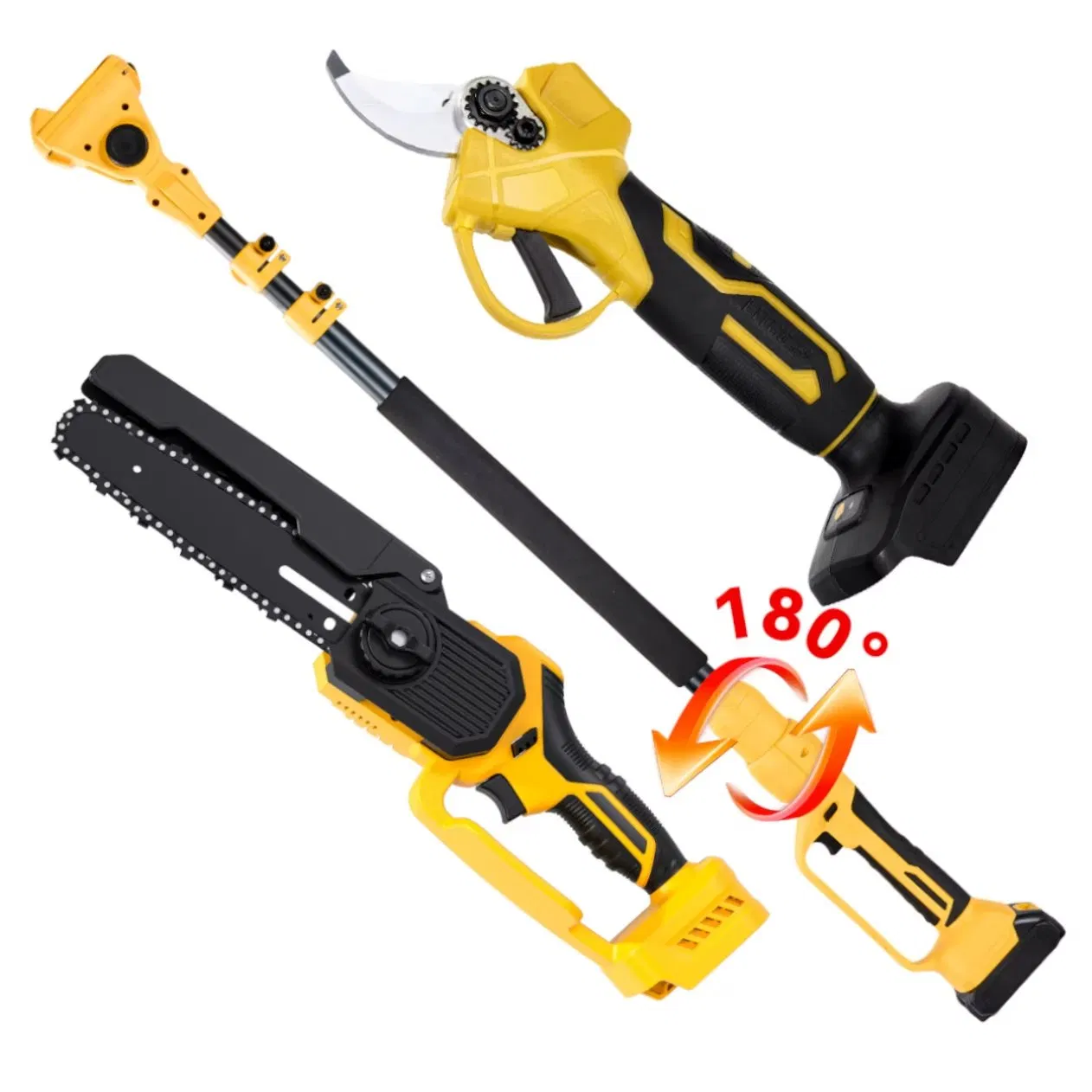 Professional 8-Inch Mini Chainsaw 2.1m 180° Rotatable Electric Pole Silicone Handle Pruner Garden Tree Cutting Garden Tool Set