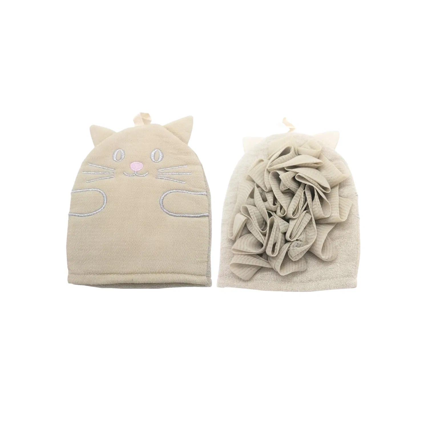 Kids Bath Time Fun Toys - Puppy Kitten Wash Cloth, The Puppy Animal Shape Cotton Mitt - Zoo Glove - Puppet - Wash Cloth - Children Bath Brush - Bath Sponge Pouf
