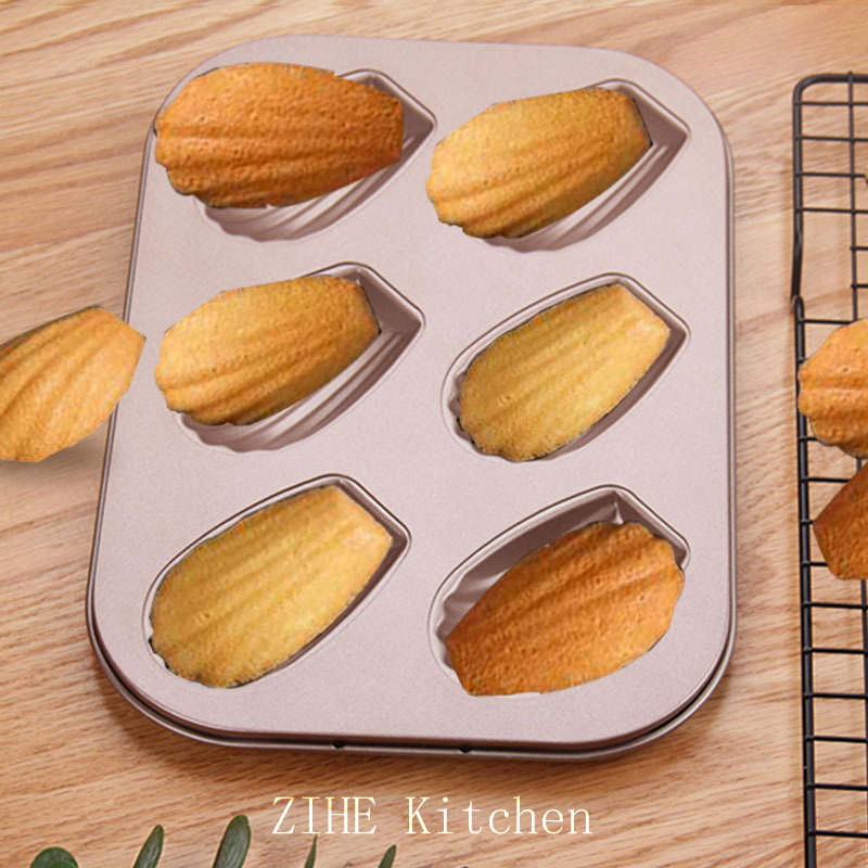 Baking Baking Tray Gold Non Stick 12 Carbon Steel Shell Cake Baking Tray Household Tools