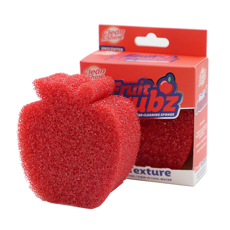 Fruit Scrubz Apple Shape Cleaning Sponge Dual Texture Household Kitchen Clean Scourer Sponge Pads