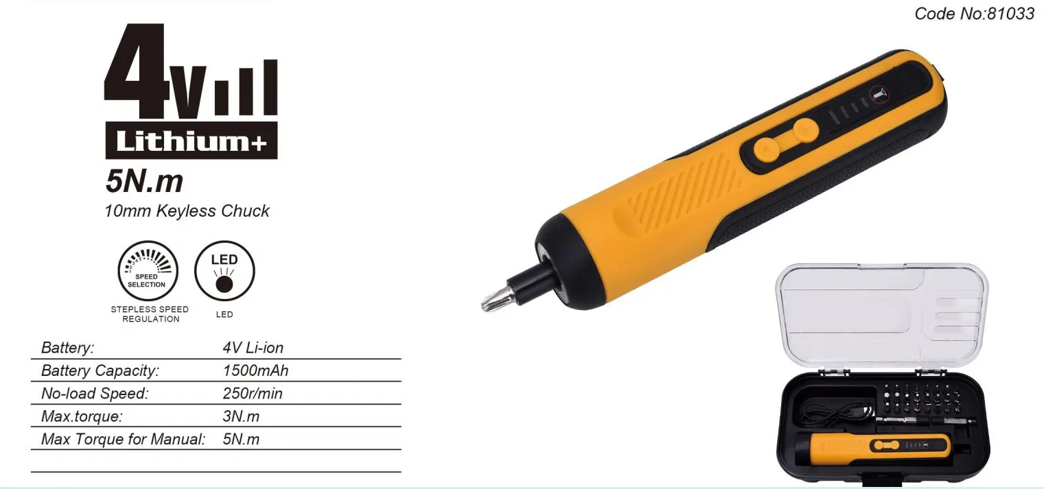 Беспроводной шуруповерт пистолетный, 4В, набор