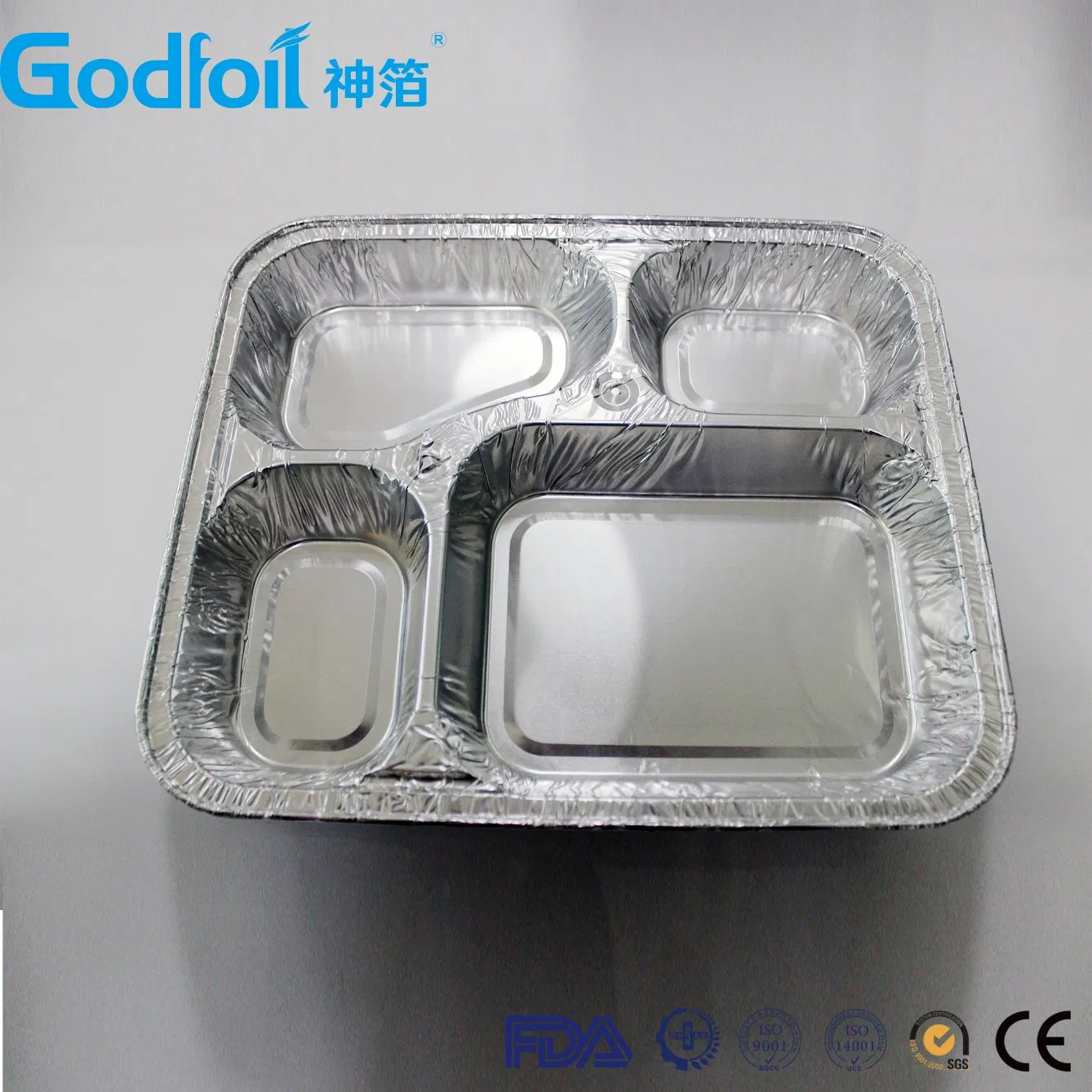 Food Lunch Box 4 Compartment Aluminium Storage Box Disposable Aluminum Foil Container