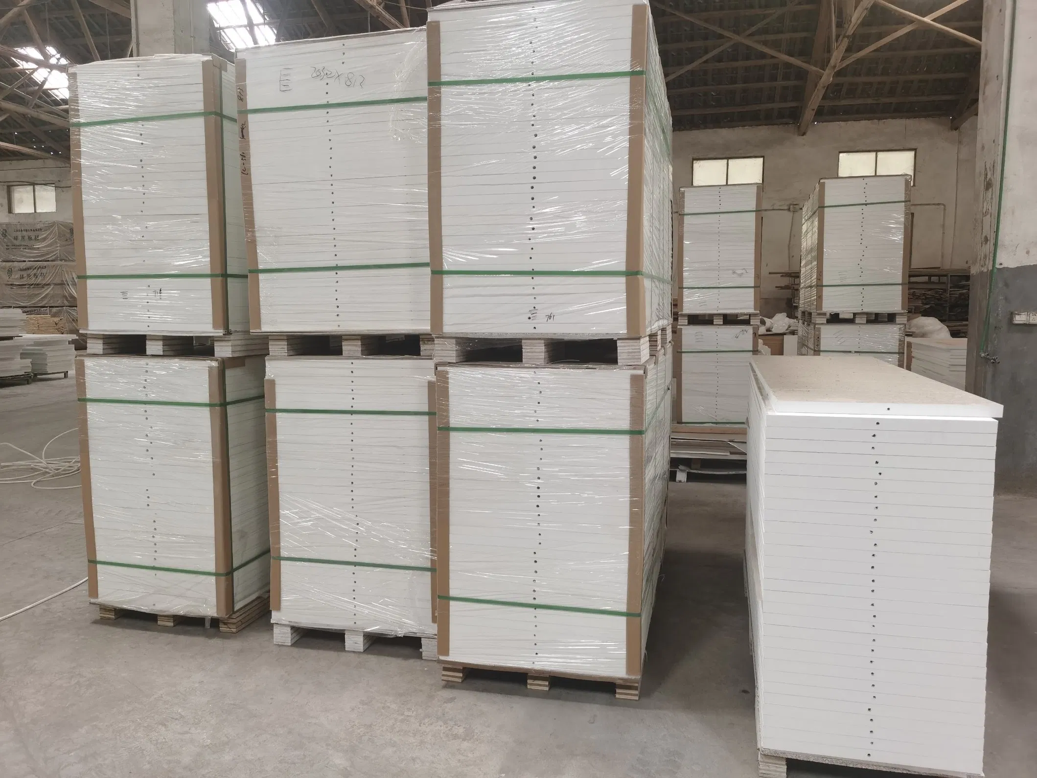 80in 96in Textured 4 Panels Hollow Core White Primed Moulded Wood Door