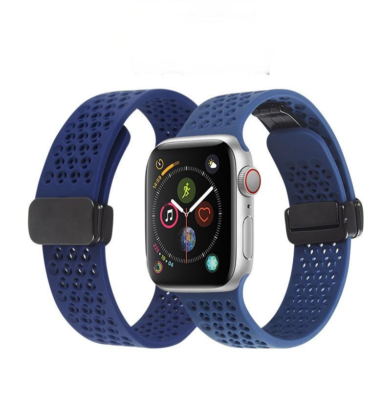 Suitable for Apple Watch Series 8 Ultra Folding Magnetic Buckle Breathable Silicone Strap