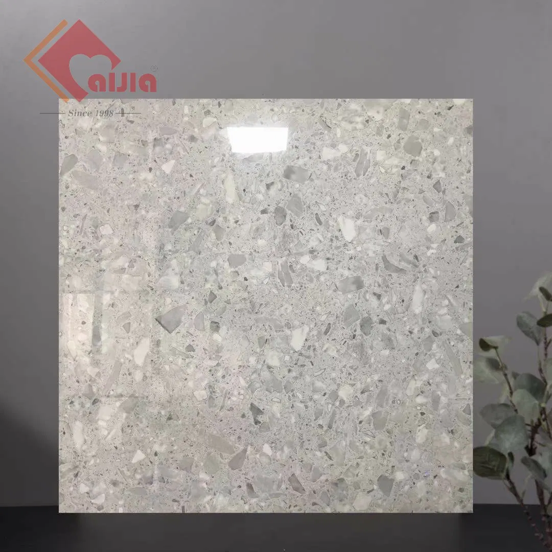 Multiple Patterns Grey Terrazzo Tile Stone Look Indoor Floor Wall Decor Polished Tile Design Interior Construction600X600/800X800mm