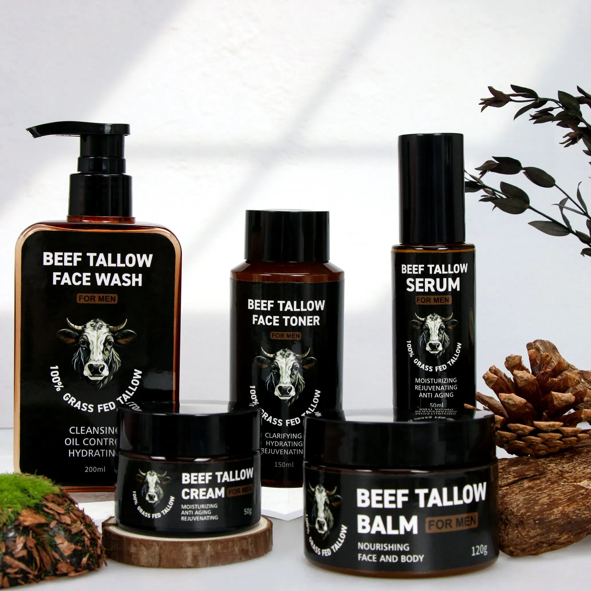 Beauty Cosmetics 5PCS Skin Care for Men 100% Tallow Moisturizer Anti-Aging Set