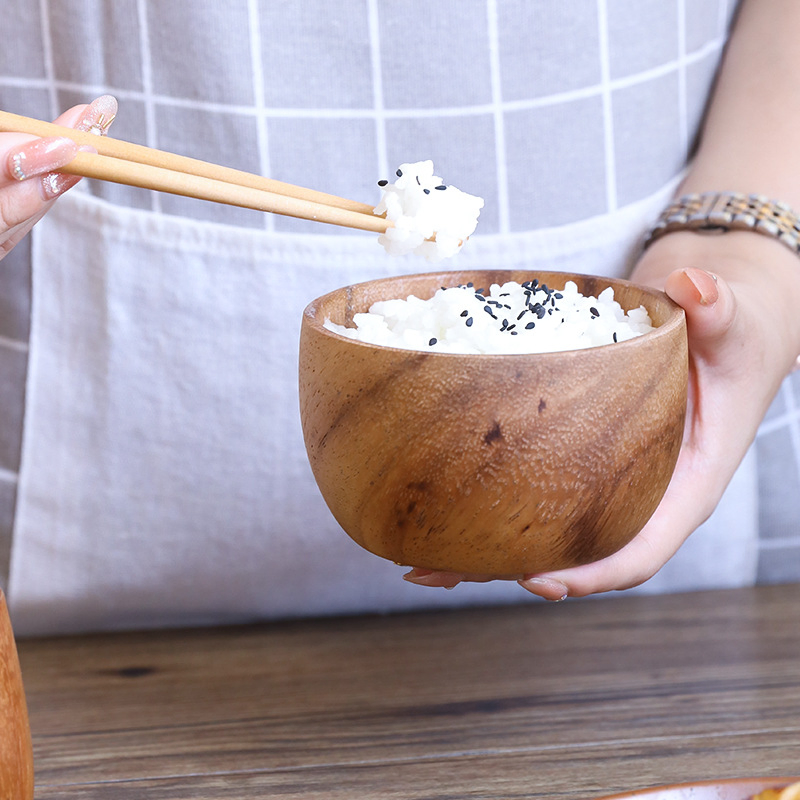 Food Containers Acacia Woodensoup Bowl Fruit Wooden Household Kitchen Bowl Cutlery Basin Fruit Bowl Salad Bowl Storage Woodbowl