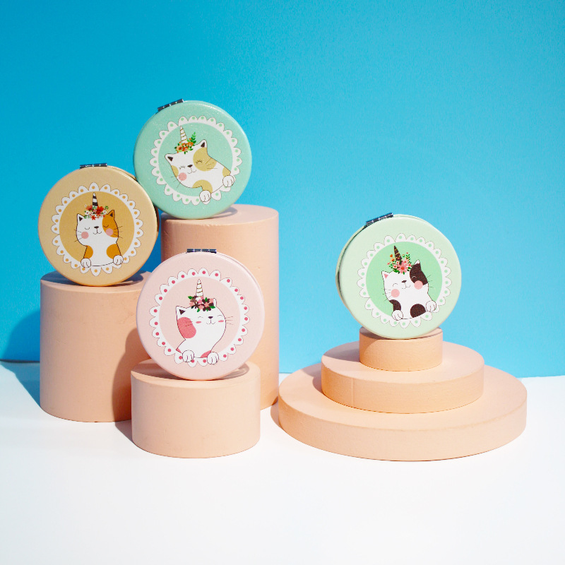 Small Cute Round Plastic Pocket Cosmetic Pocket Mirror