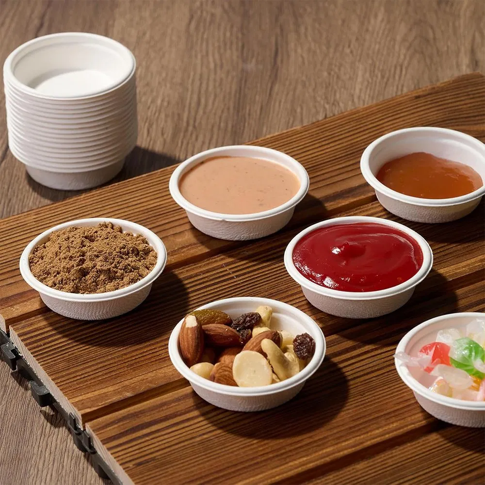 Disposable Biodegradable Sugarcane DIP Sauce Cup with Complete Sizes for Restaurant