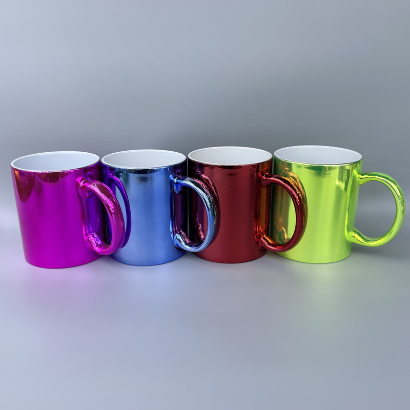Hot Sale Coffee Mugs Sublimation Mirrored Electroplating Ceramic Mug 11 Oz Blank