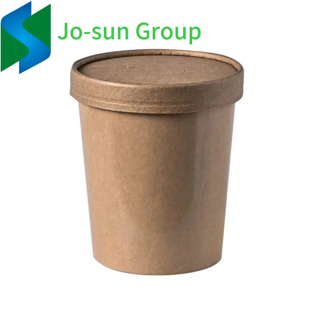 Disposable Kraft Paper Soup Bowls to Go Kraft Paper Hot Soup Food Cup Take Away Food with Vented Paper Lid