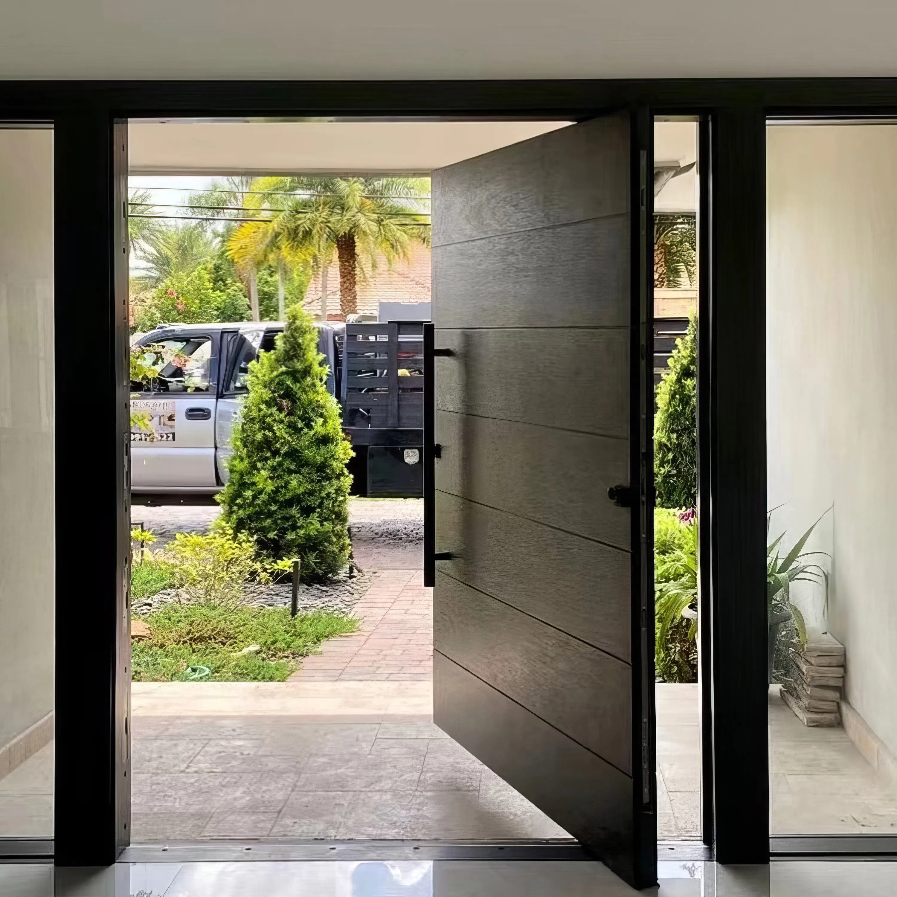 Modern Waterproof Wooden Pivot Door - Perfect for Contemporary Spaces