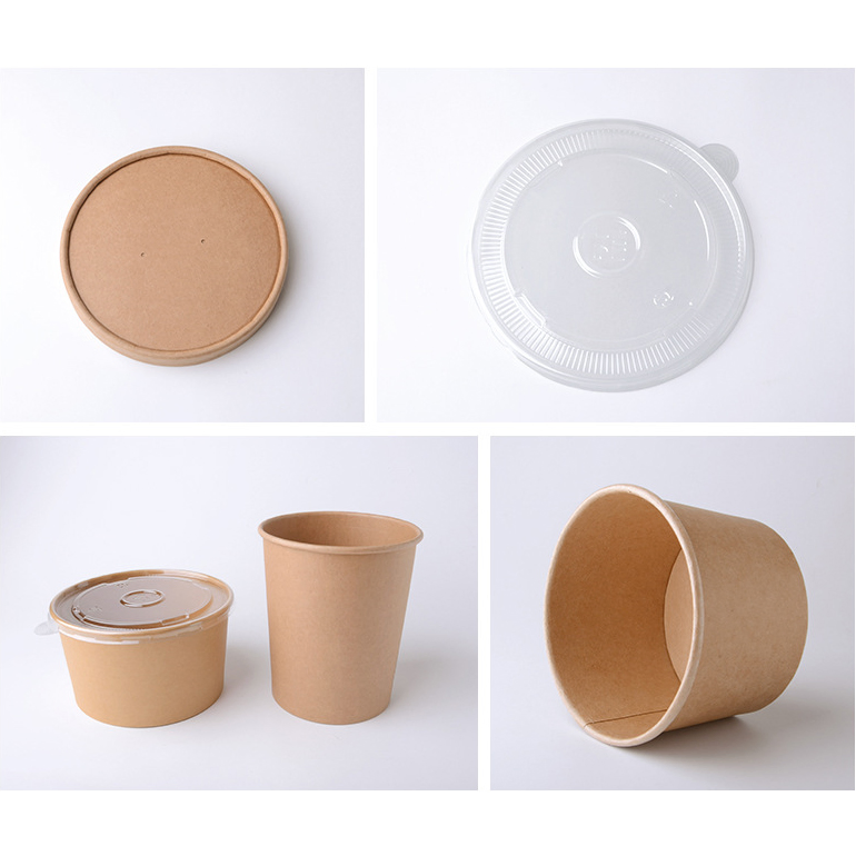 500ml Custom Kraft Paper Soup Bowl Disposable Salad Bowl Round Paper Salad Bowl