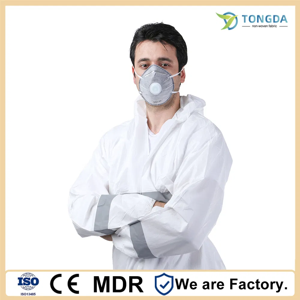 Disposable Microporous Waterproof Protective Clothing One-piece Coverall With Bound Seams